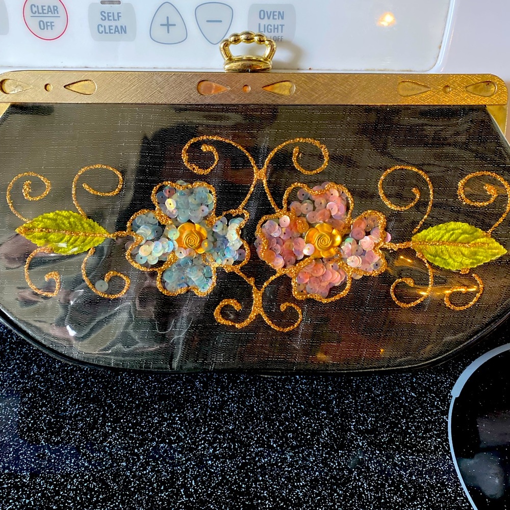 1960s Vintage Glitter Sequined vinyl clutch